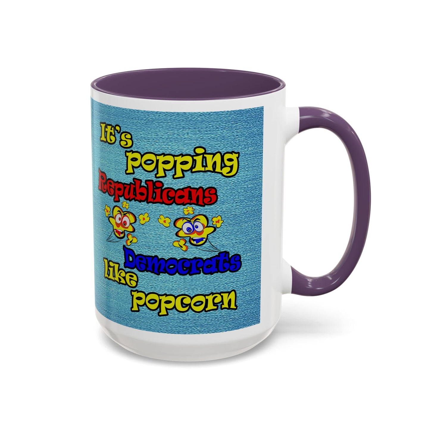 popping like popcorn - Accent Mug (faded dark blue)