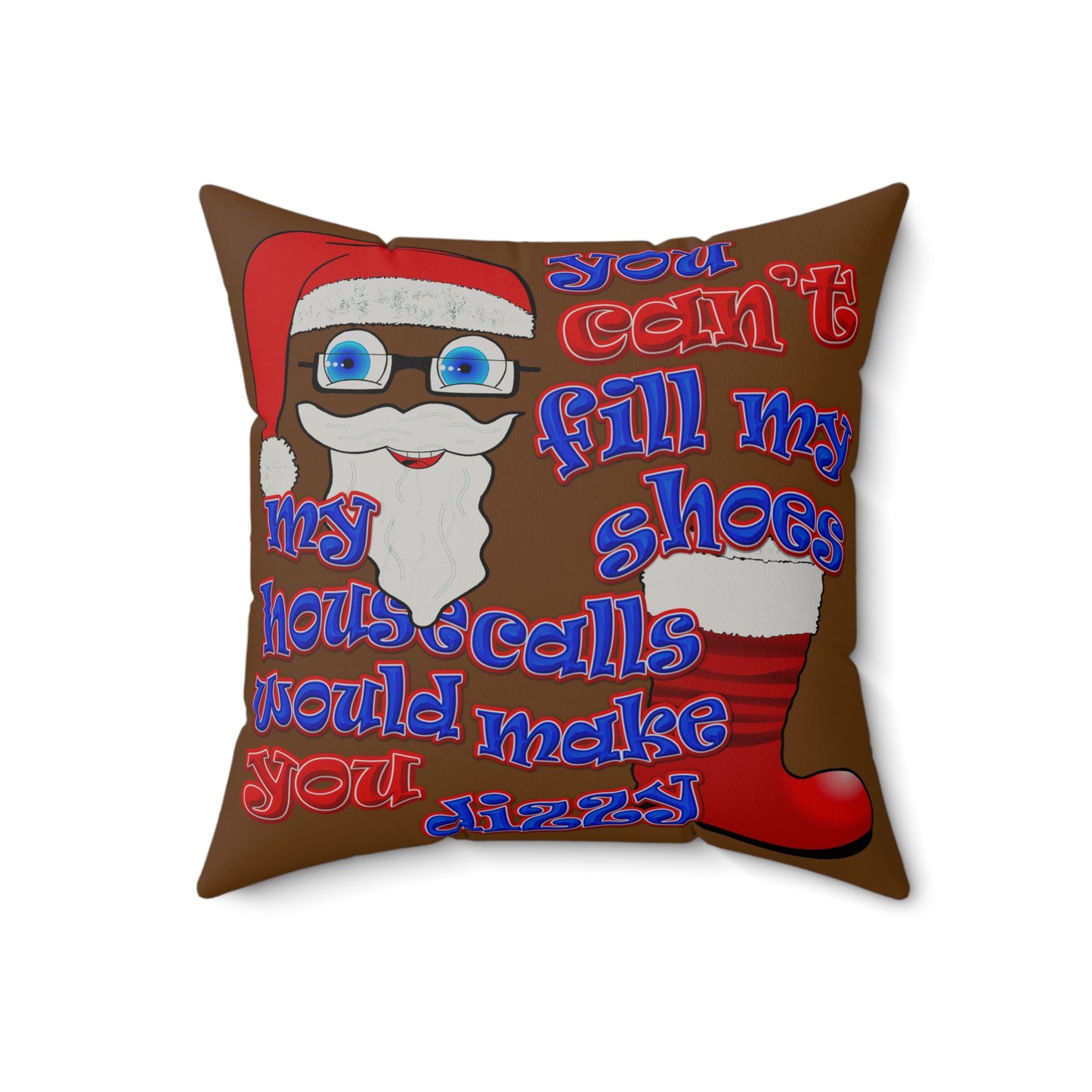 santa's shoes - Faux Suede Square Pillow - (brown)