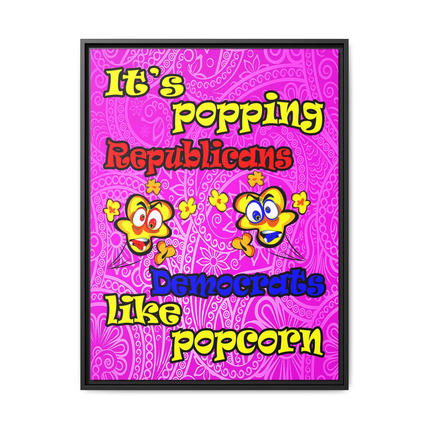 popping like popcorn - framed canvas art (pink swirl)