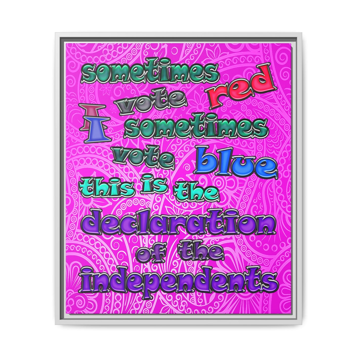 declaration of the independents - framed canvas art (pink swirl)