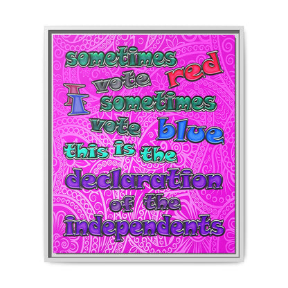 declaration of the independents - framed canvas art (pink swirl)