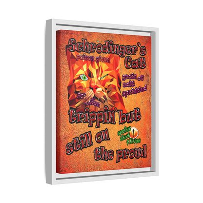 schrodinger's cat - framed canvas art (burnt orange)