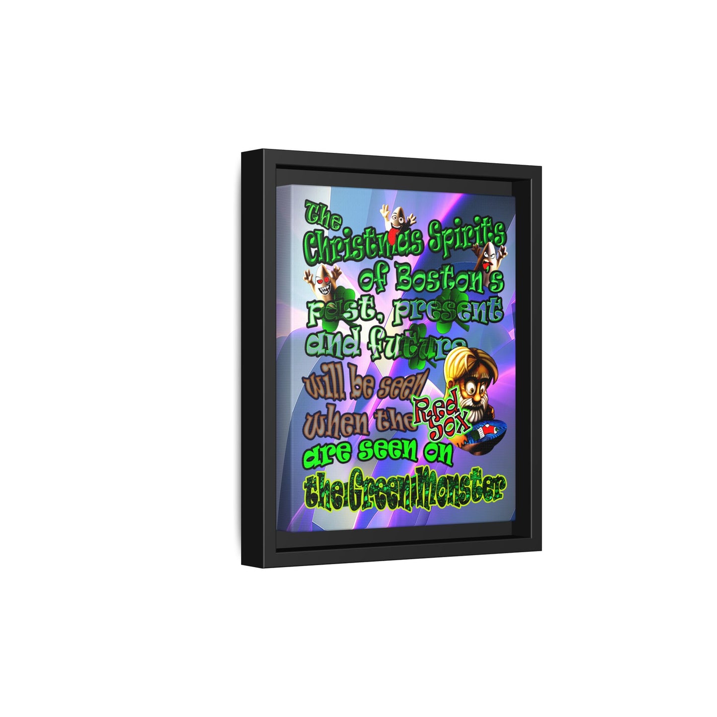 christmas spirits of boston - framed canvas art (grey-pink wave)