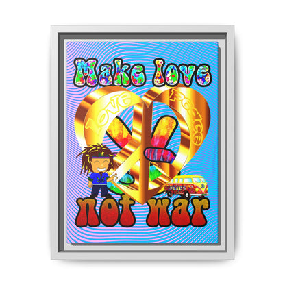 love peace - framed canvas art (light blue-purple wave)