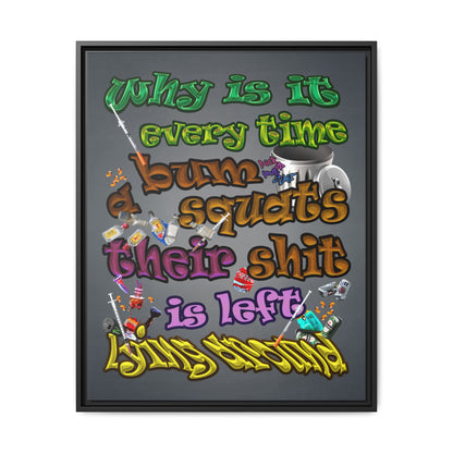 the bum's shit - framed canvas art (grey-light grey)