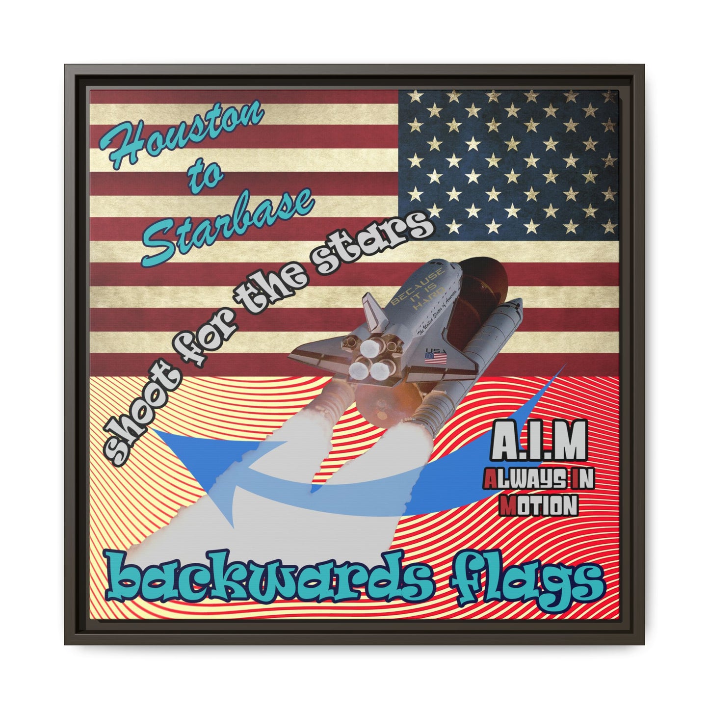 shoot for the stars - framed canvas art (yellow-orange wave)