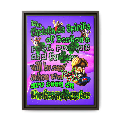 christmas spirits of boston - framed canvas art (purple-pink wave)