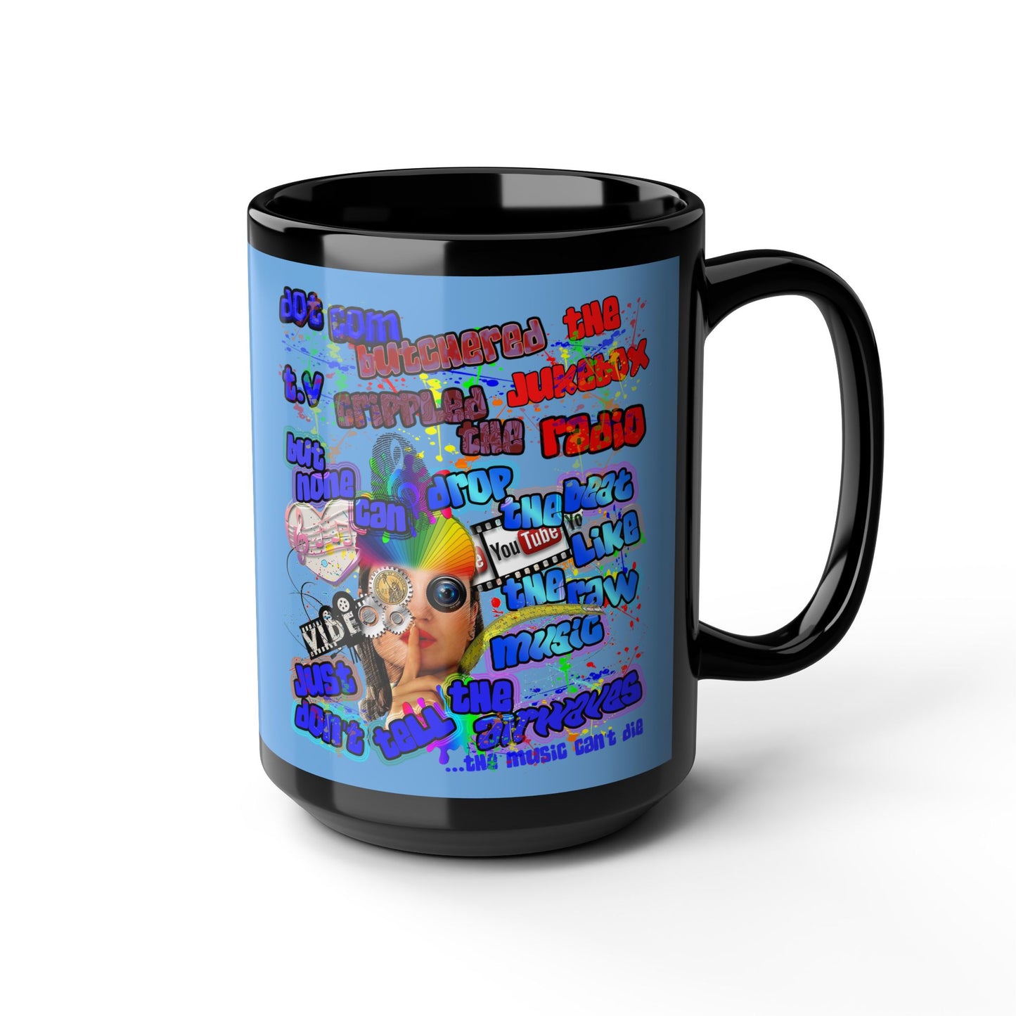 drop the beat - Black Mug (light blue)