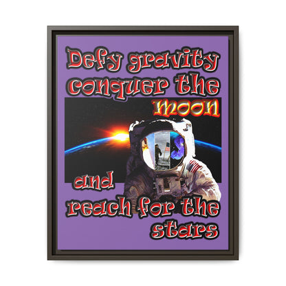 defy conquer reach - framed canvas art (light purple)