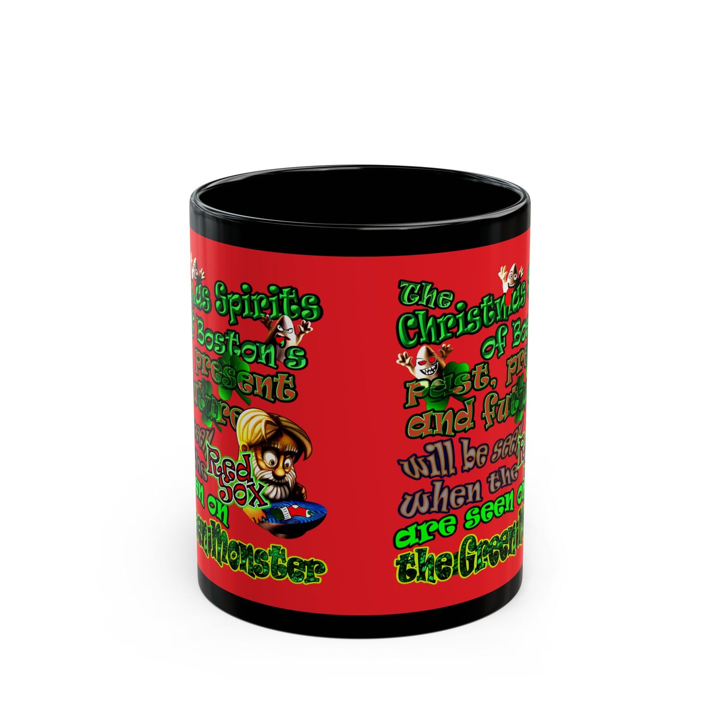 christmas spirits of boston - Black Mug (red)