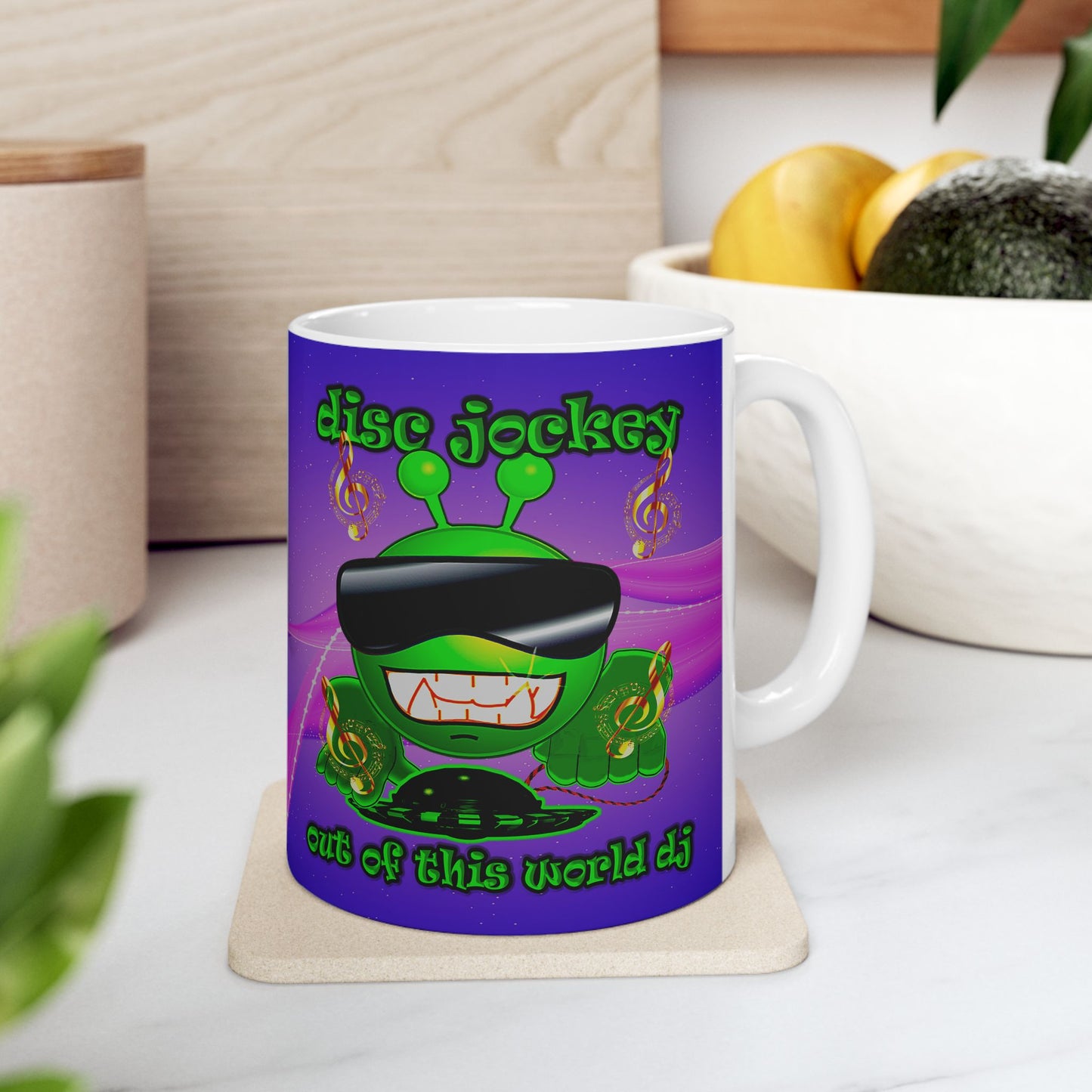 disc jockey - White Mug (purple-pink wave)