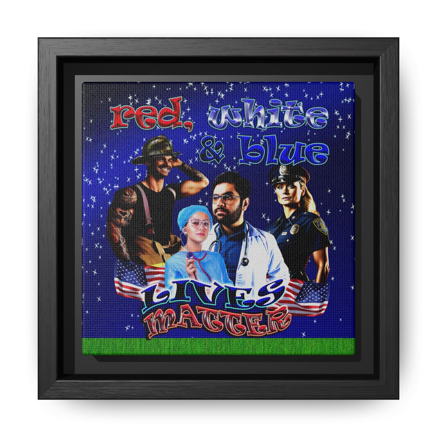 rw&b lives matter - framed canvas art ('snoops' background)
