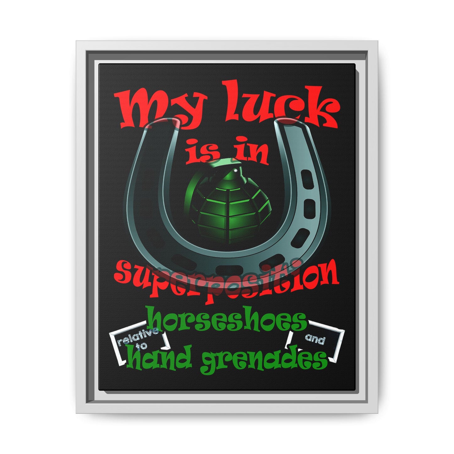 my luck - framed canvas art (black)