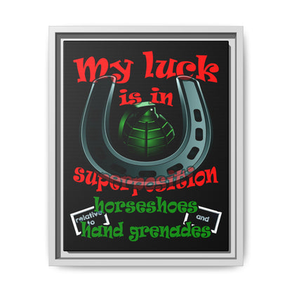 my luck - framed canvas art (black)