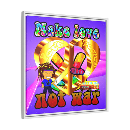 love peace - framed canvas art (purple-pink wave)