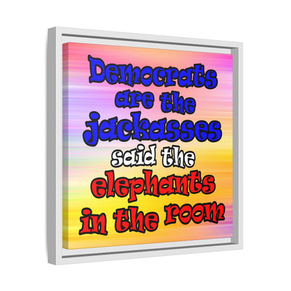 donkeys and elephants - framed canvas art (color blur)