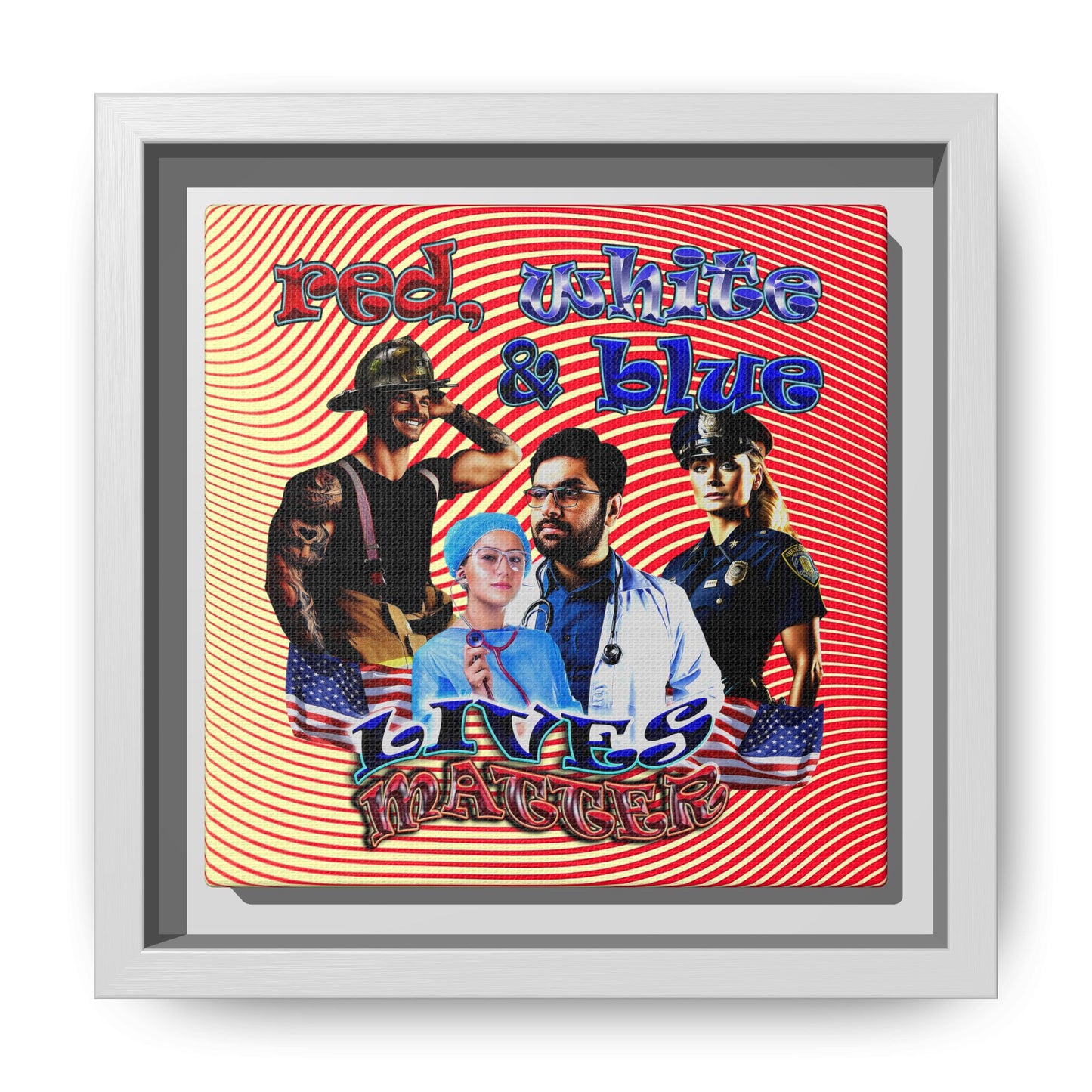 rw&b lives matter - framed canvas art (yellow-orange wave)