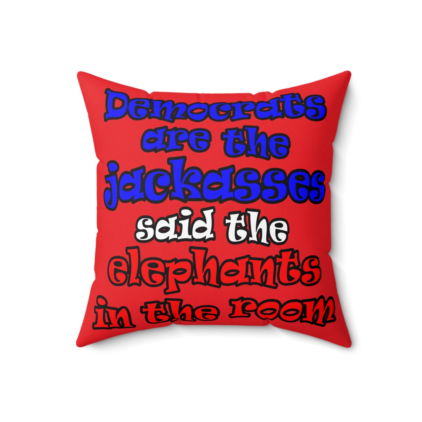 donkeys and elephants - Spun Polyester Square Pillow - (red)