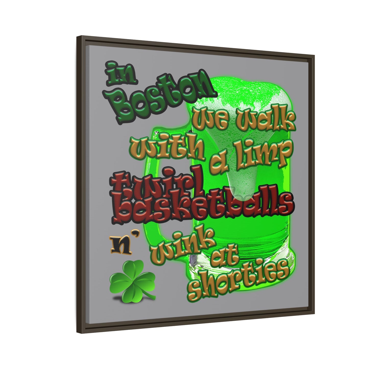 celtics logo - framed canvas art (grey)