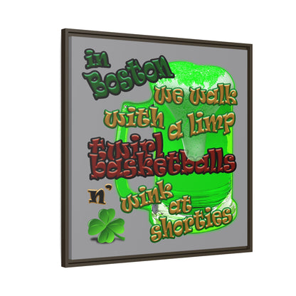 celtics logo - framed canvas art (grey)