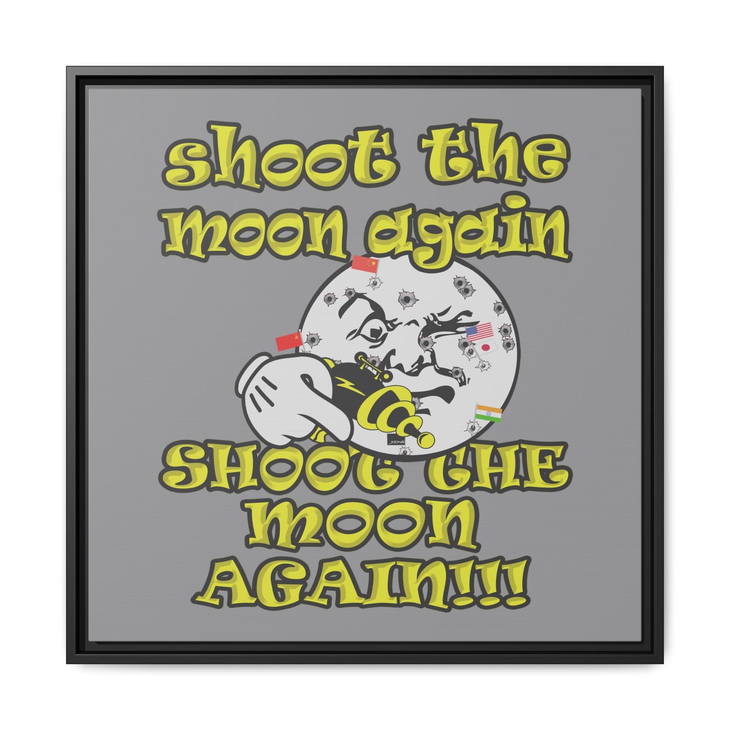 shoot the moon again - framed canvas art (grey)