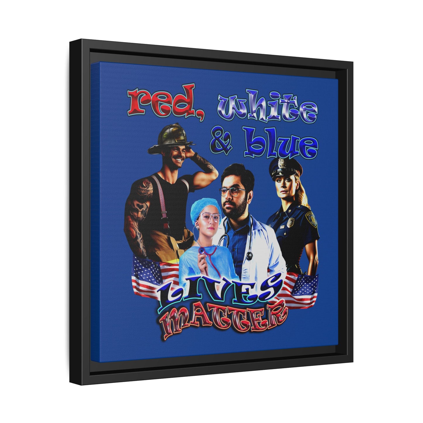 rw&b lives matter - framed canvas art (dark blue)