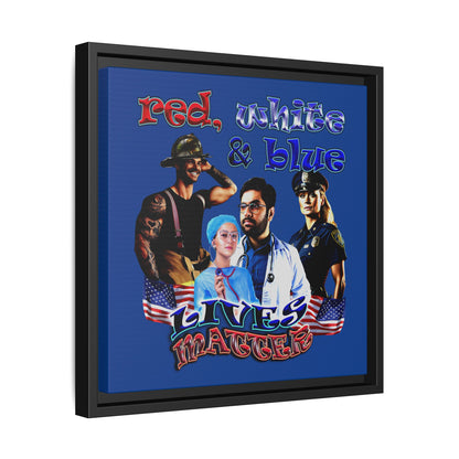 rw&b lives matter - framed canvas art (dark blue)