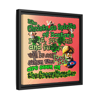 christmas spirits of boston - framed canvas art (yellow-orange wave)