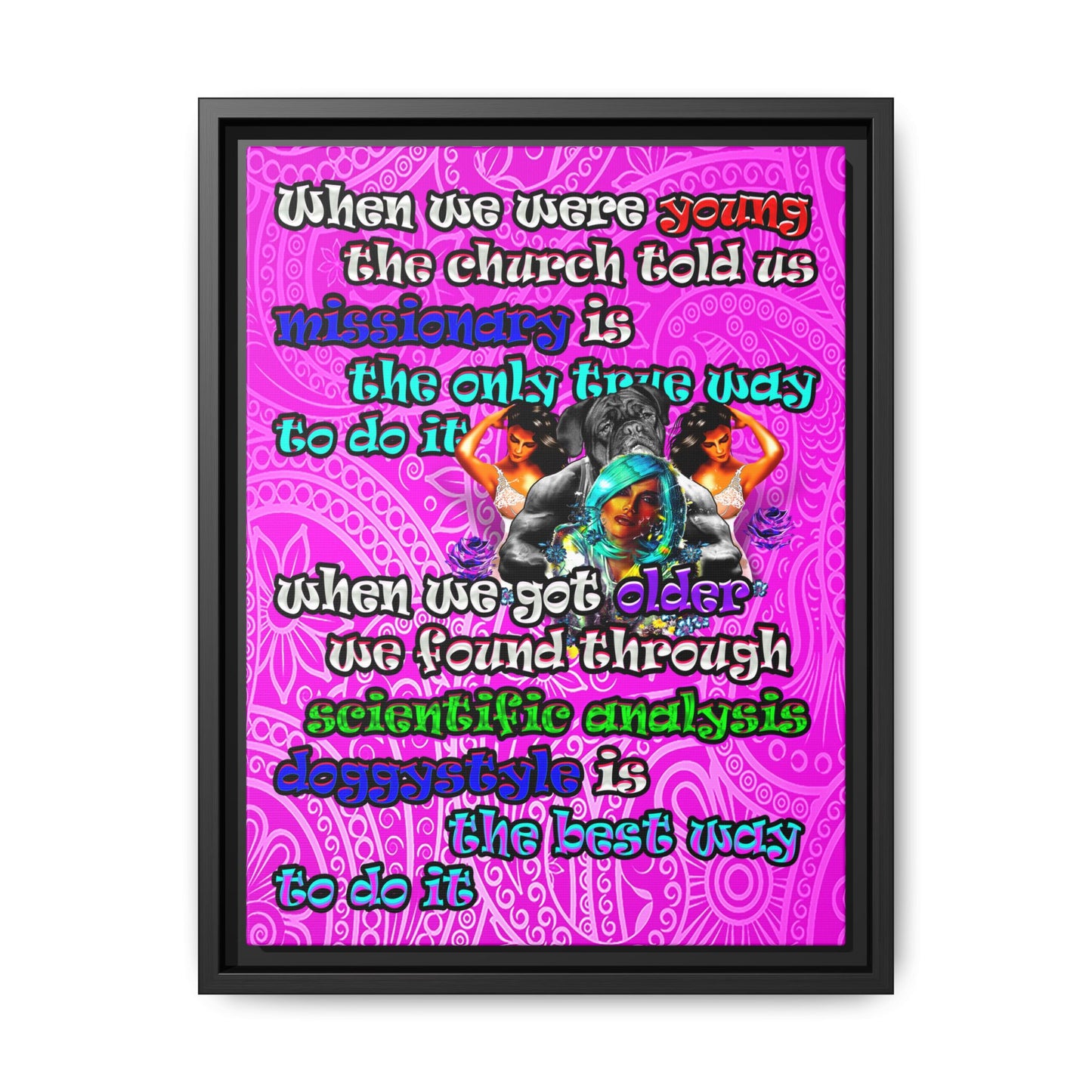 doggystyle - framed canvas art (pink swirl)