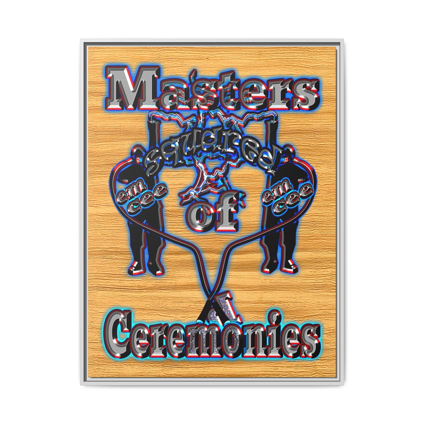 em cee squared - framed canvas art (butterscotch wood finish)
