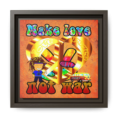 love peace - framed canvas art (burnt orange)