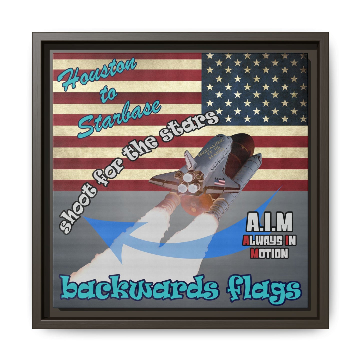 shoot for the stars - framed canvas art (grey-light grey)