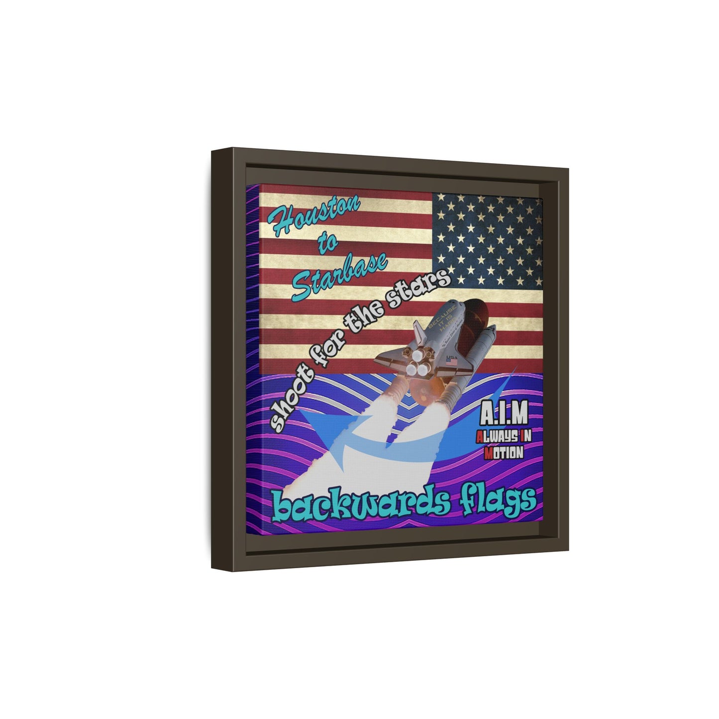 shoot for the stars - framed canvas art (purple wave)