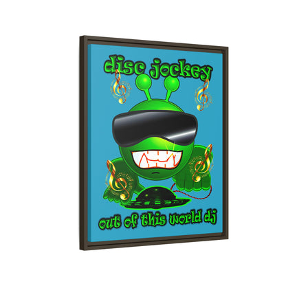 disc jockey - framed canvas art (turquoise)