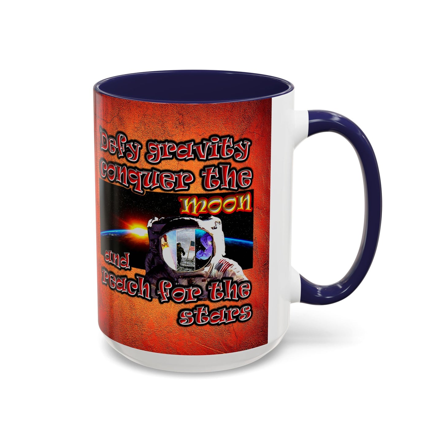 defy conquer reach - Accent Mug (burnt orange)