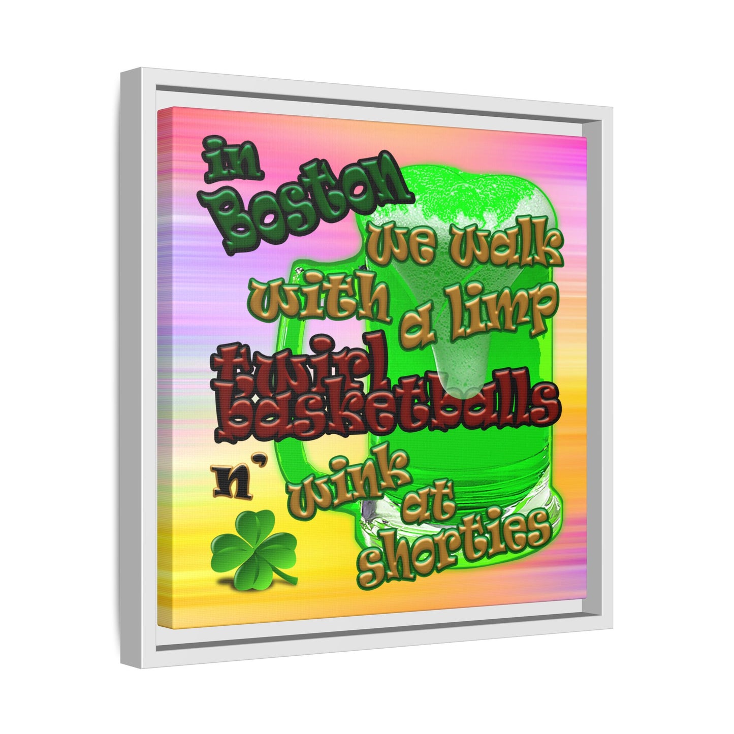 celtics logo - framed canvas art (color blur)