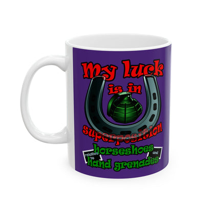 my luck - White Mug (purple)