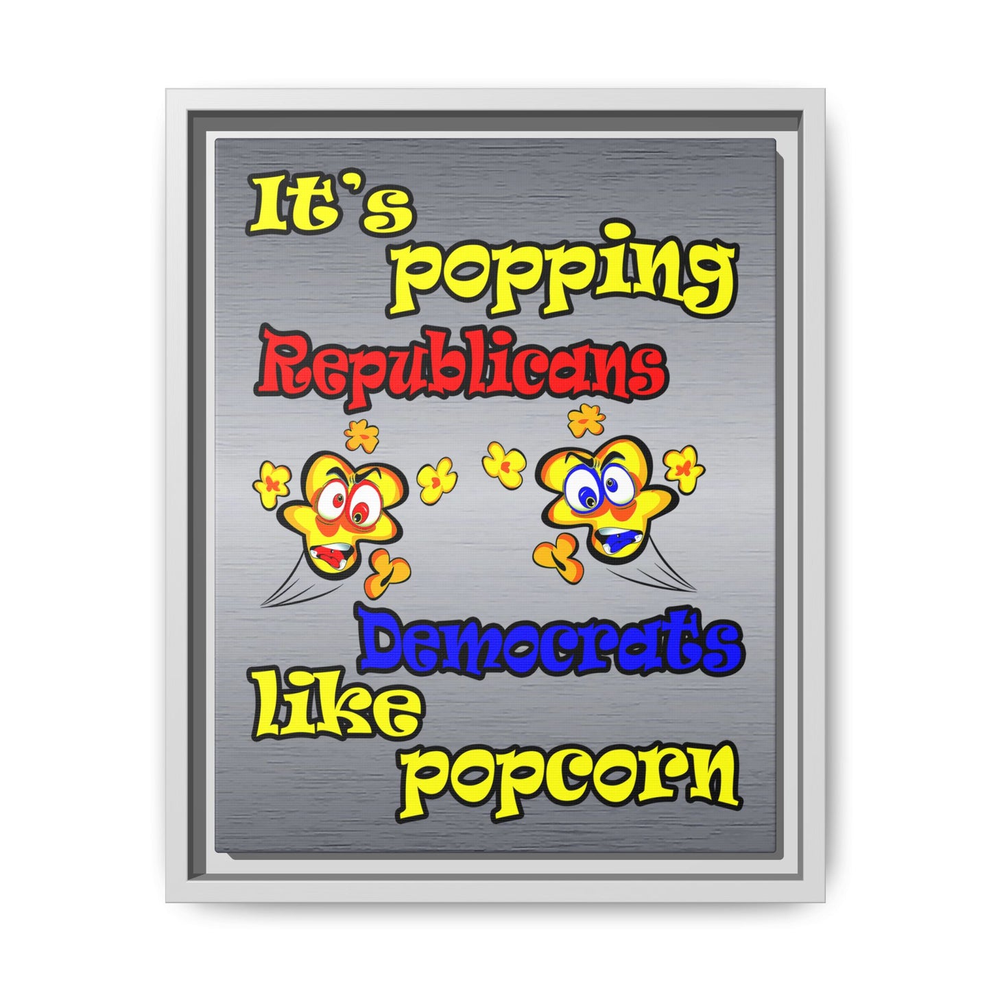 popping like popcorn - framed canvas art (brushed nickel)