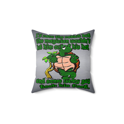 turtle race - Spun Polyester Square Pillow - (brushed nickel)