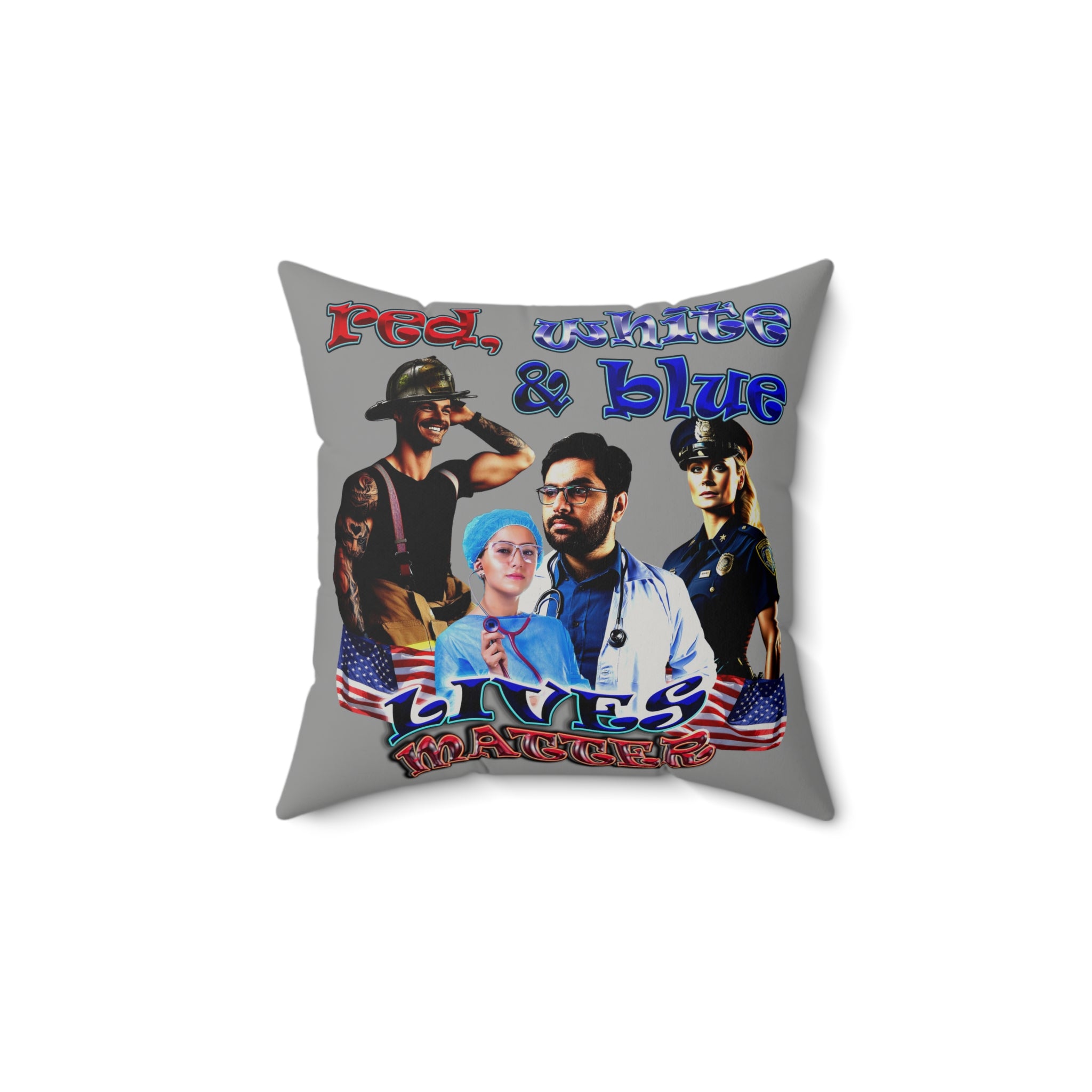 rw&b lives matter - Faux Suede Square Pillow - (grey)