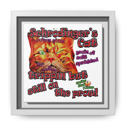 schrodinger's cat - framed canvas art (white)