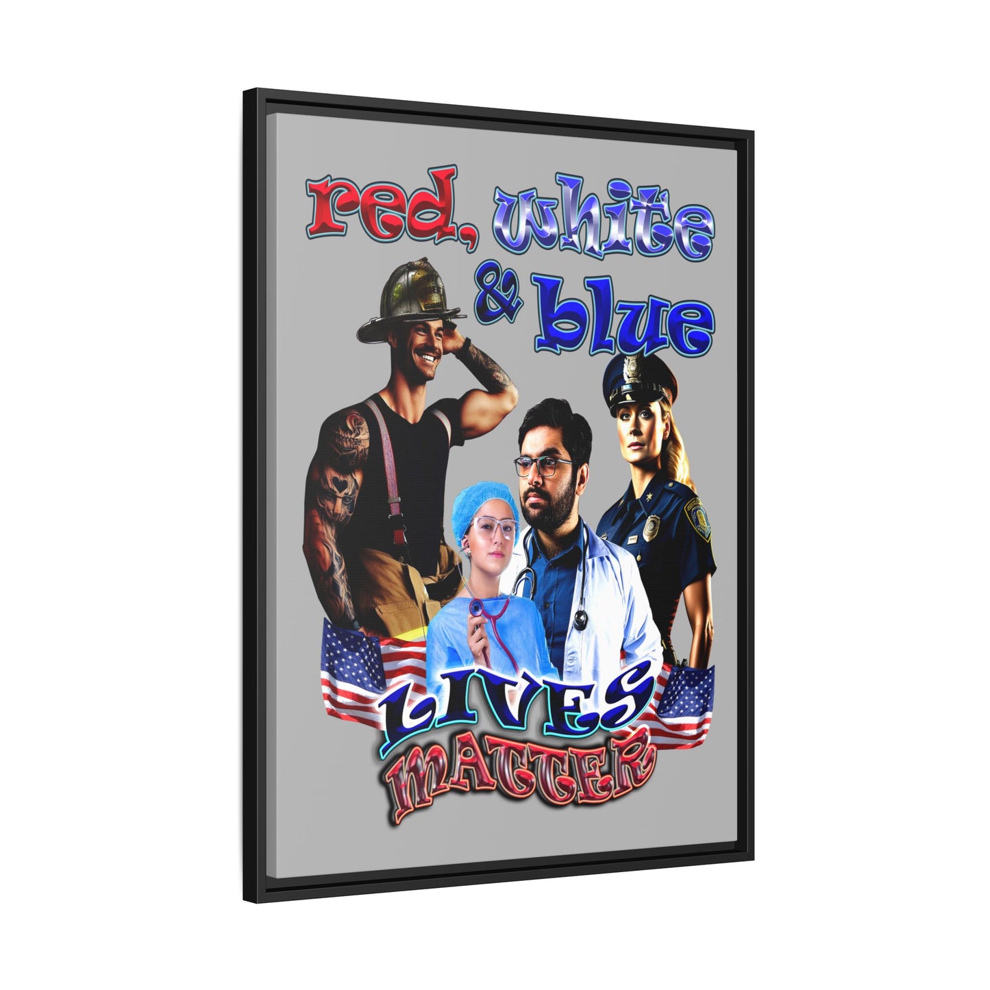rw&b lives matter - framed canvas art (light grey)