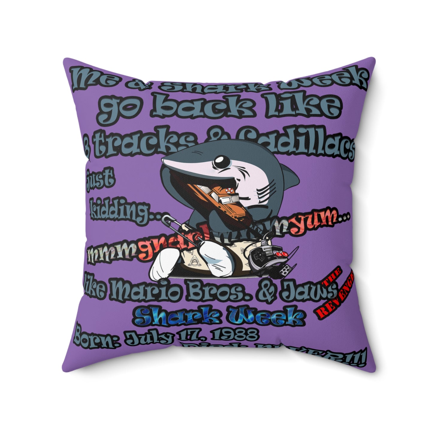 shark week - Faux Suede Square Pillow - (light purple)