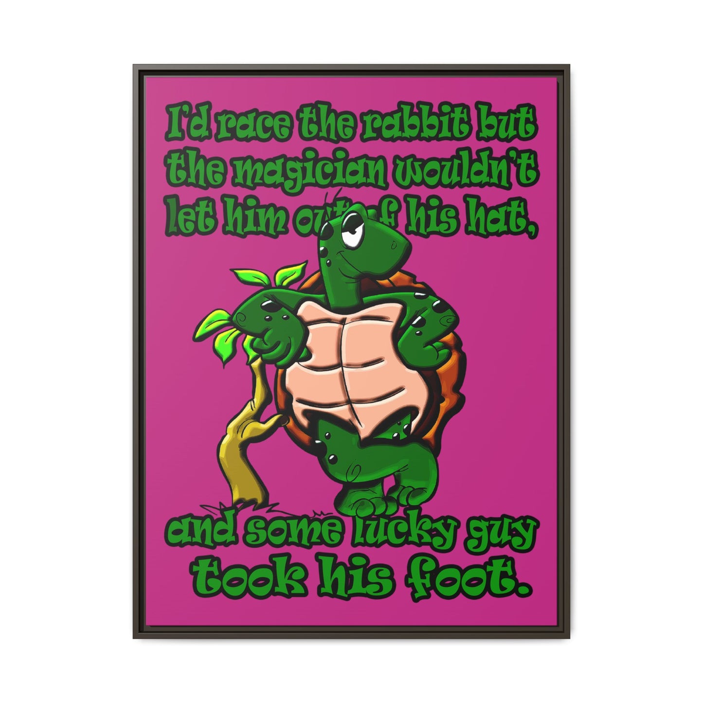 turtle race - framed canvas art (pink)