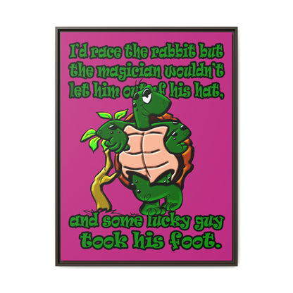 turtle race - framed canvas art (pink)
