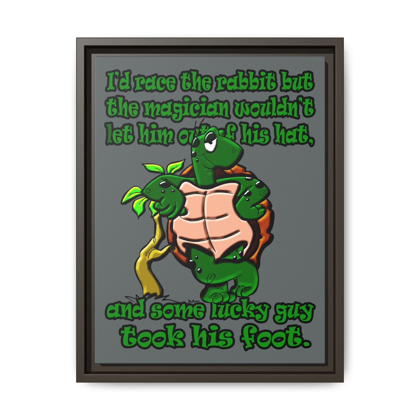 turtle race - framed canvas art (dark grey)