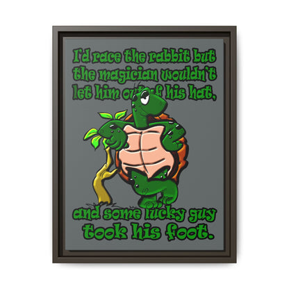 turtle race - framed canvas art (dark grey)