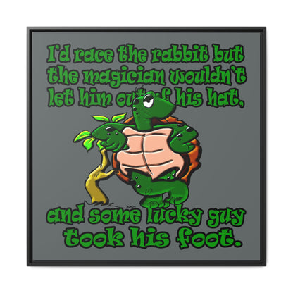 turtle race - framed canvas art (dark grey)