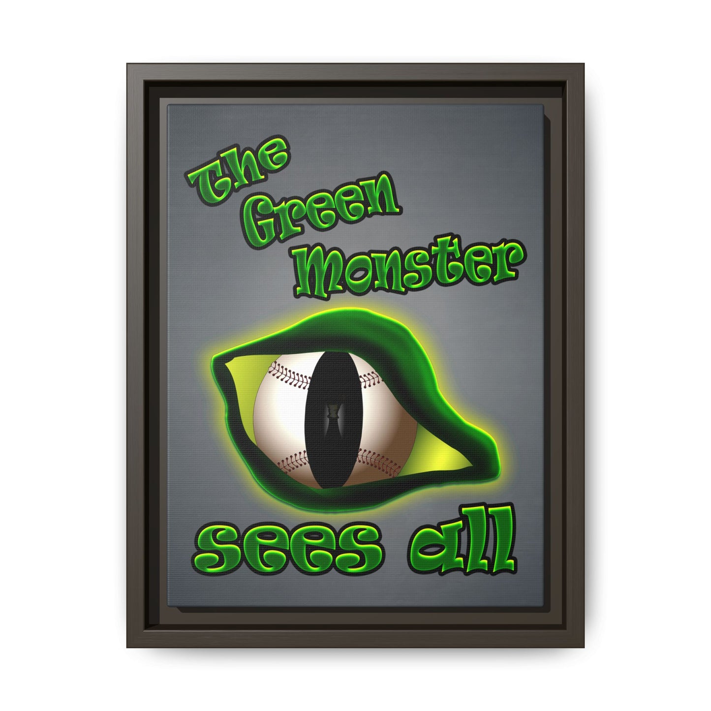green monster - framed canvas art (grey-light grey)