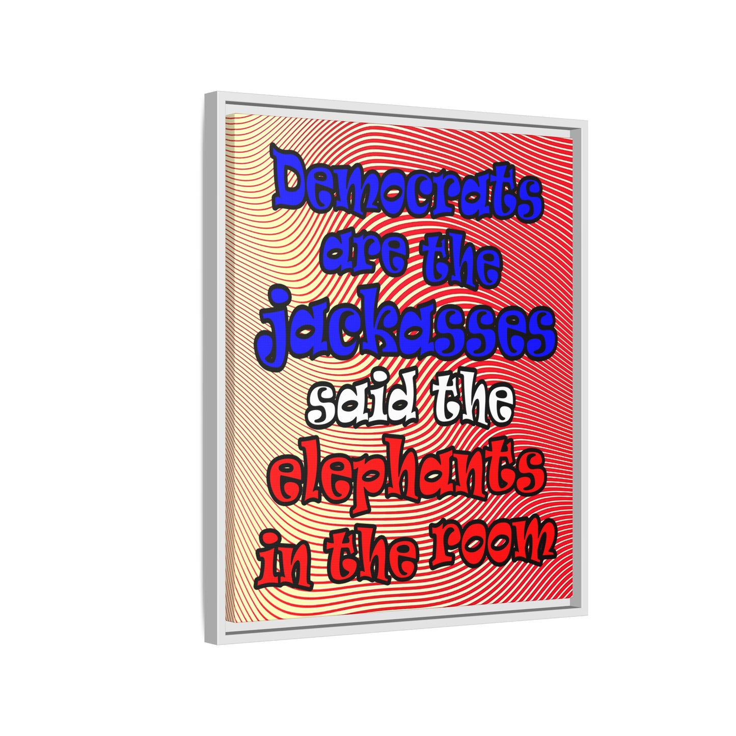 donkeys and elephants - framed canvas art (yellow-orange wave)